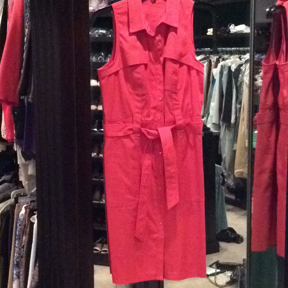 Elie Tahari coral Belted dress sleeveless Size 6 - Picture 2 of 6